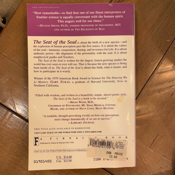 Book The SEAT of the SOUL by Gary Zukav - Picture 2 of 3